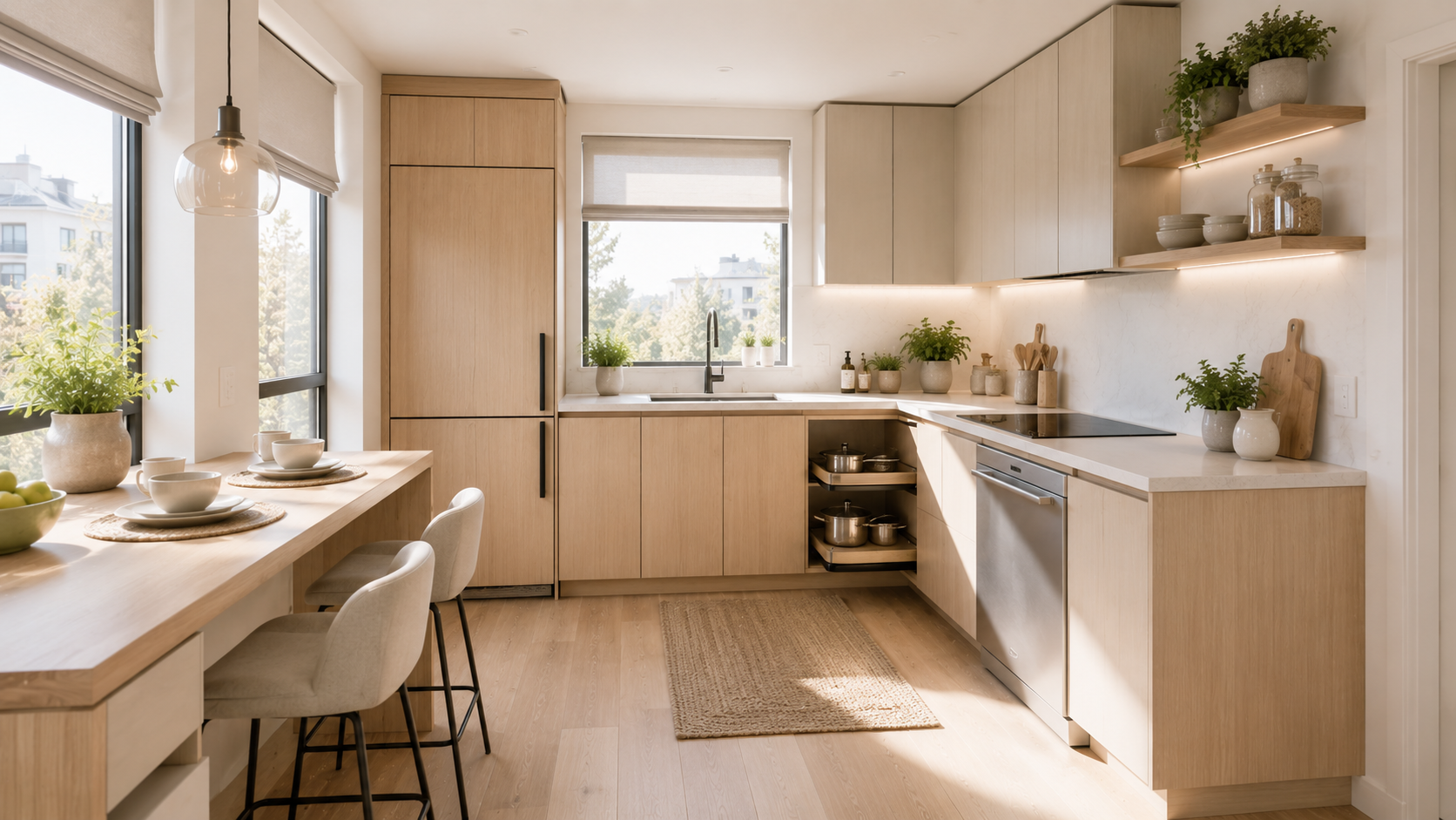 L-Shaped Apartment Kitchen in Abu Dhabi - kitchen design variety 8